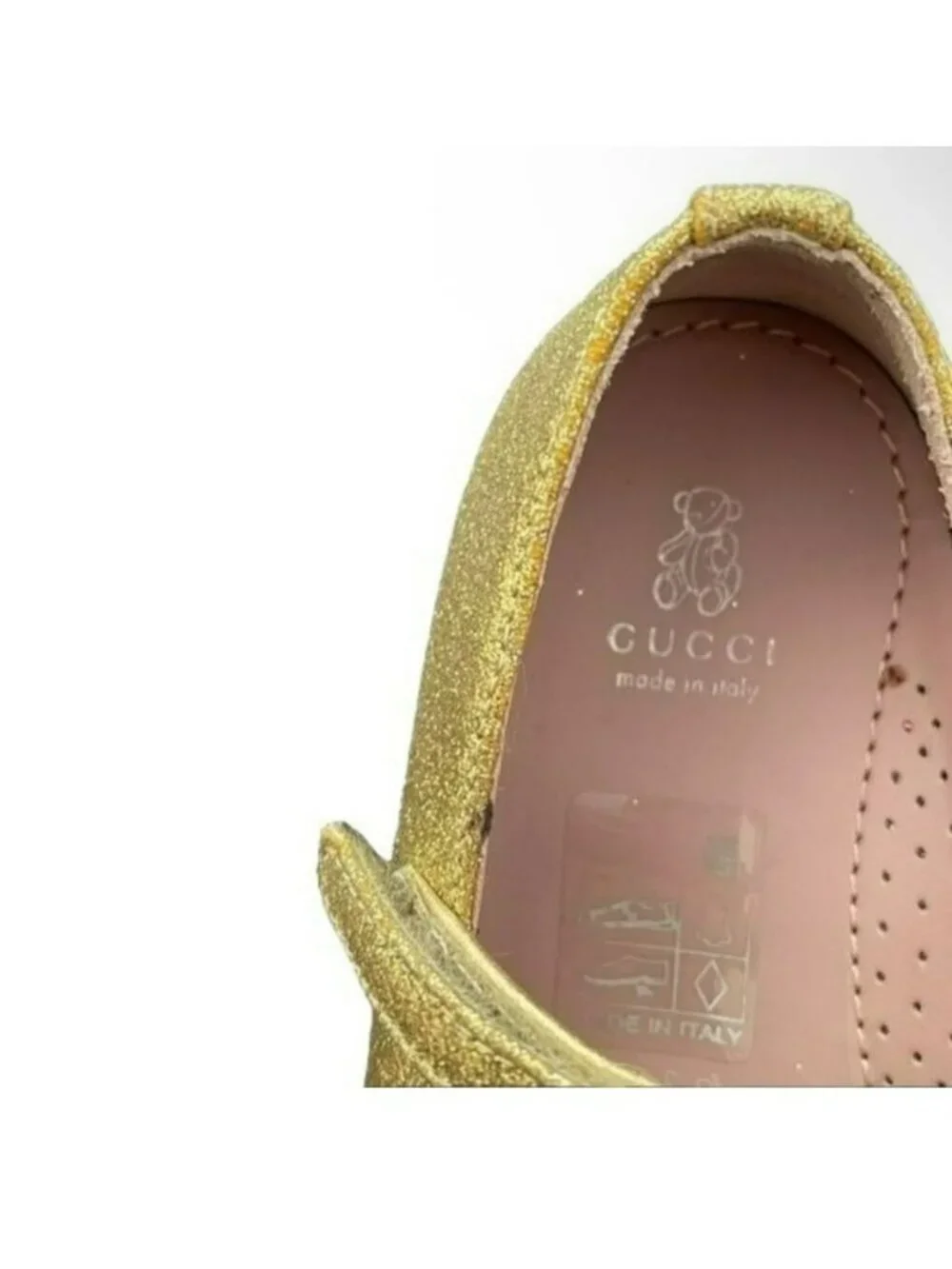 Gucci shoes Kids Glitter Gold Ballet Mary Jane Flats Size 24 US 8